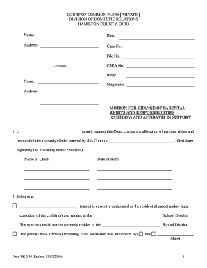 Motion for Change of Parental Rights and Responsibilities