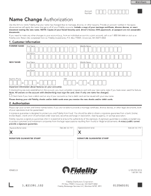 Fidelity Name Change Authorization Form