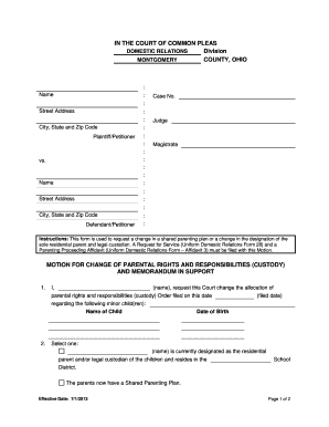 Motion for Change of Parental Rights and Responsibilities
