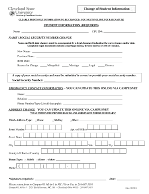 Change of Student Information Form