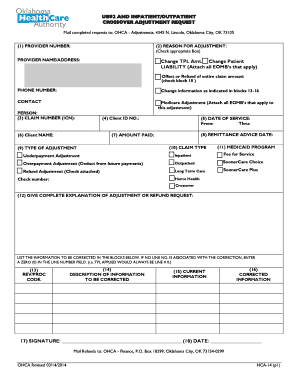 UB92 Inpatient/Outpatient Crossover Adjustment Request