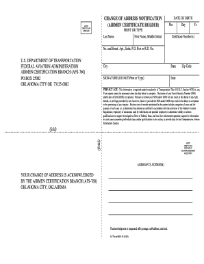 FAA Change of Address Notification