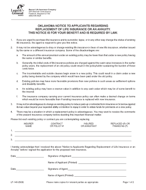 Oklahoma Life Insurance Replacement Notice