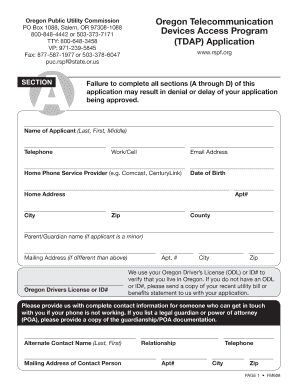 Oregon TDAP Application