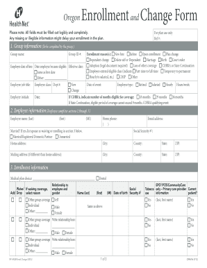 Oregon Health Net Enrollment and Change Form