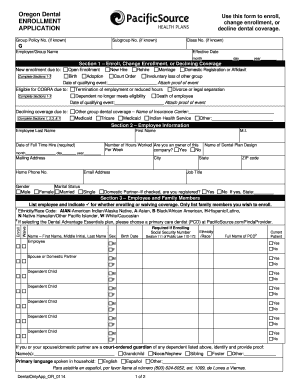 Oregon Dental Enrollment Application