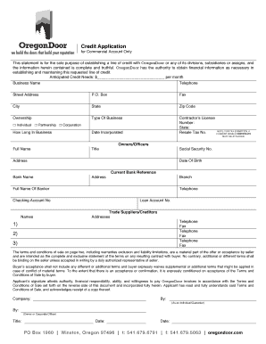 Commercial Credit Application Form