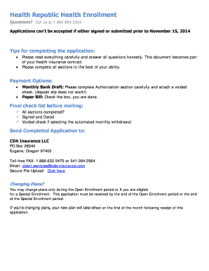 Oregon Individual & Family Health Enrollment Application