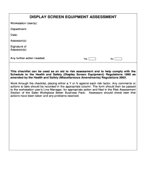 Display Screen Equipment Assessment Form