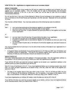 UK Overseas Elector Registration Form