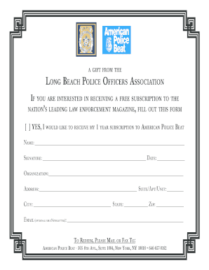 American Police Beat Subscription Request Form