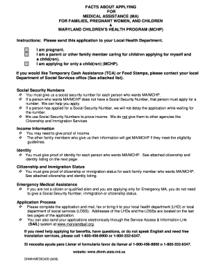 Maryland Medical Assistance Application