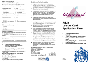 Ethnic Monitoring Leisure Card Application