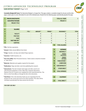 Subcontractor Budget Form SC-11