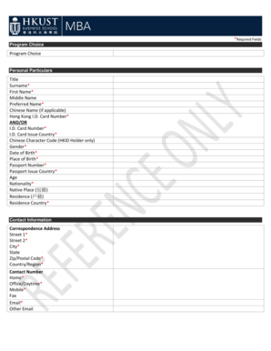HKUST MBA Application Form