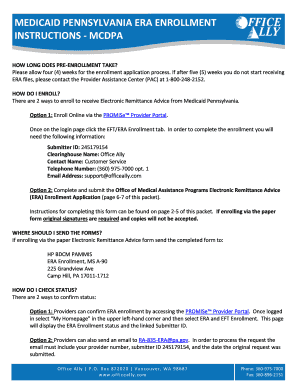 Medicaid Pennsylvania ERA Enrollment Form