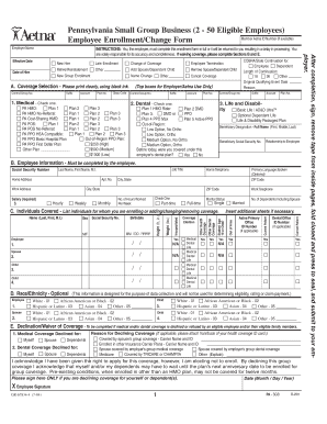 Pennsylvania Small Group Business Employee Enrollment Form