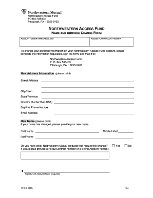 Northwestern Access Fund Name and Address Change Form