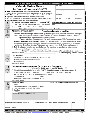 Colorado Medical Orders for Scope of Treatment (MOST)