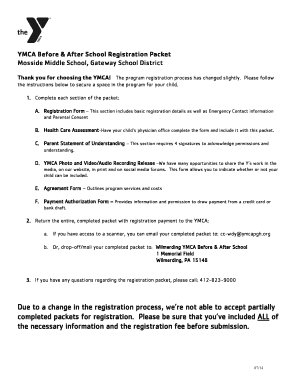YMCA Before & After School Registration Packet