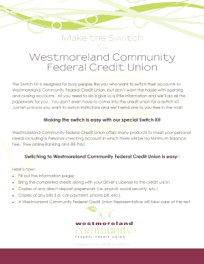 Westmoreland Community Federal Credit Union Switch Kit