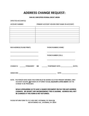 Address Change Request Form