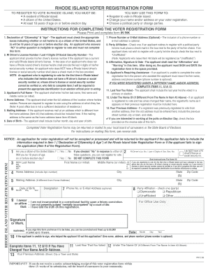 Rhode Island Voter Registration Form