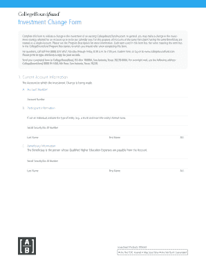 CollegeBoundfund Investment Change Form