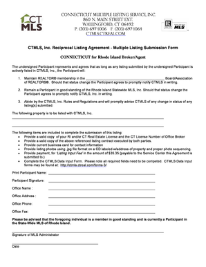 Connecticut Multiple Listing Submission Form