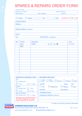Spare Parts and Repair Order Form