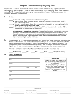 People's Trust Membership Eligibility Form