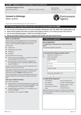 UK Sewage Effluent Discharge Consent Application