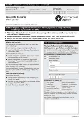 UK Sewage Effluent Discharge Consent Application