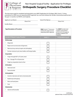 Non-Hospital Surgical Facility Application for Privileges