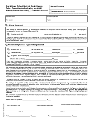 Salary Reduction Authorization for 403(b) Agreement