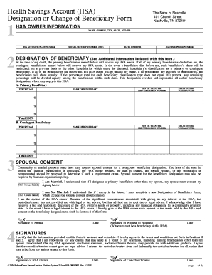 HSA Designation of Beneficiary Form