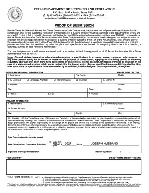 Texas Proof of Submission Form
