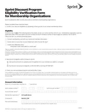 Sprint Discount Program Eligibility Verification Form