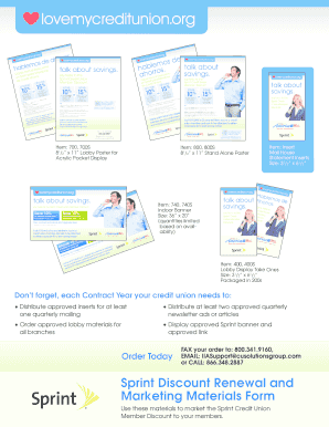 Sprint Marketing Materials Order Form