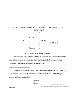 Acceptance of Service Affidavit