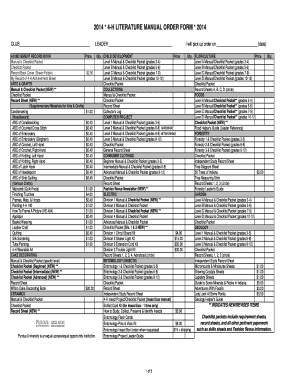 4-H Literature Manual Order Form