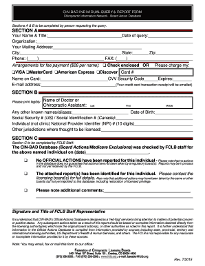 CIN-BAD INDIVIDUAL QUERY & REPORT FORM - FCLB - fclb