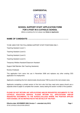 School Support Staff Application Form