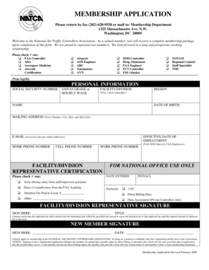 National Air Traffic Controllers Association Membership Application