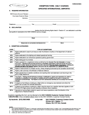 NAV CANADA Exemption Form - Daily Charges