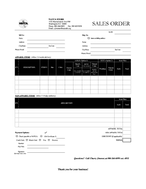 NATCA Sales Order Form