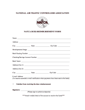 NATCA Dues Reimbursement Form