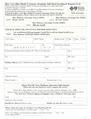 Blue Cross Blue Shield of Arizona Advantage Enrollment Form