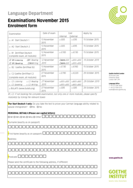 Goethe Institut Language Exam Registration - Department of Germanics