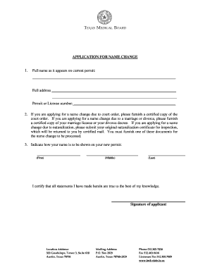 Texas Name Change Application
